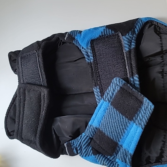 Fragralley Dog Blue Plaid Reversible Fall Winter Coat Harness Hole Size 2XL - Picture 6 of 9